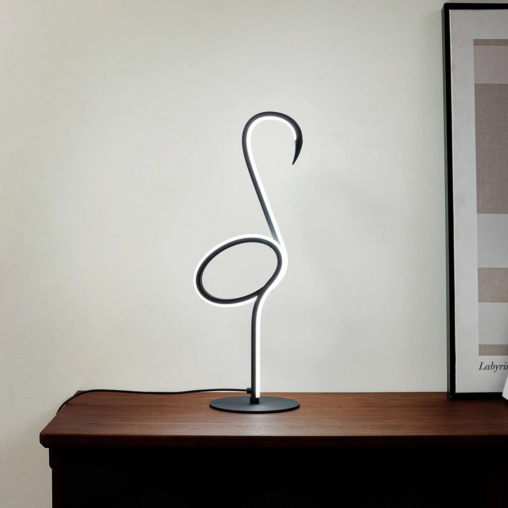Lampada da tavolo a LED Pajaro Lindby, dimmerabile, Nero, Soggiorno / Sala da pranzo, Metallo, Moderno, Lampada da tavolo LED