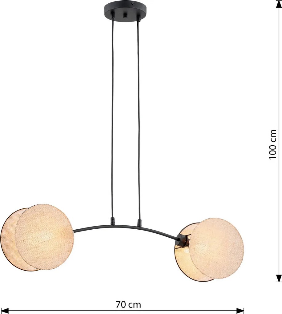 Lampadario a Sospensione MOTIF 2 In Acciaio e Tessuto 2xE14