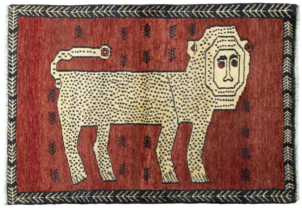 Gabbeh Tappeto 140x100 Rosso (Iran) Annodato A Mano