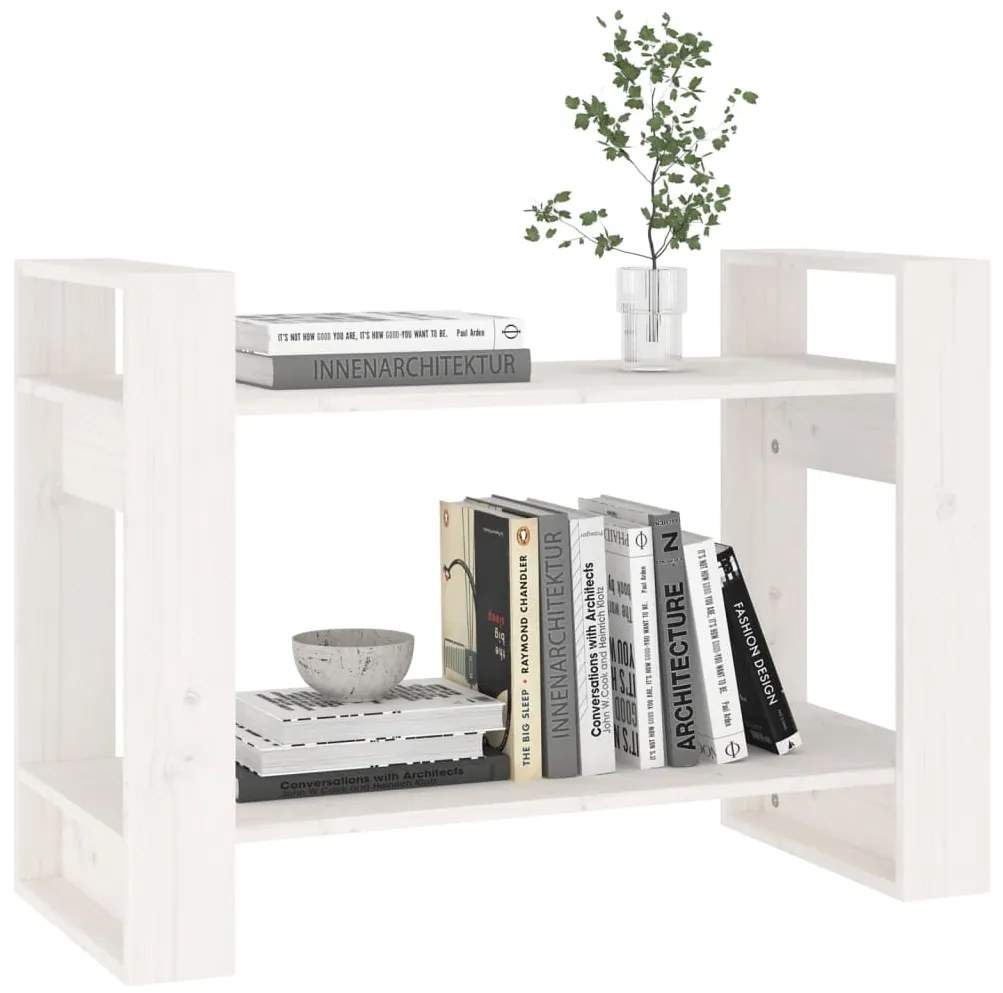 Libreria/Divisorio Bianco 41x35x57 cm in Legno Massello di Pino