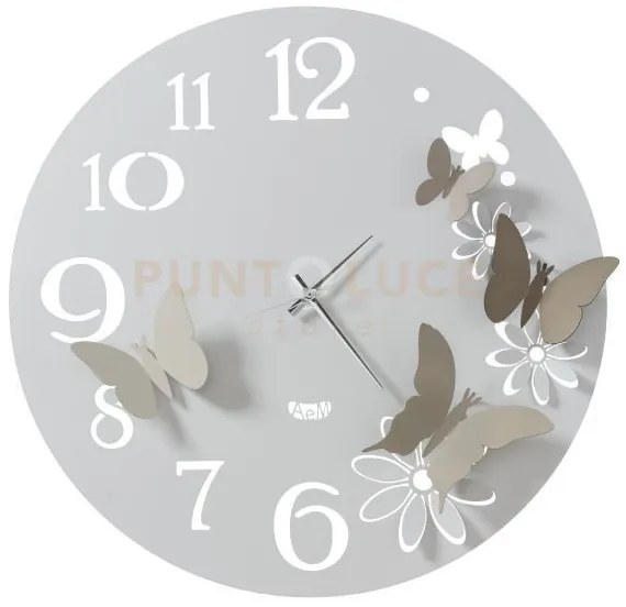Orologio da parete particolare butterfly flowers grande bianco marm...