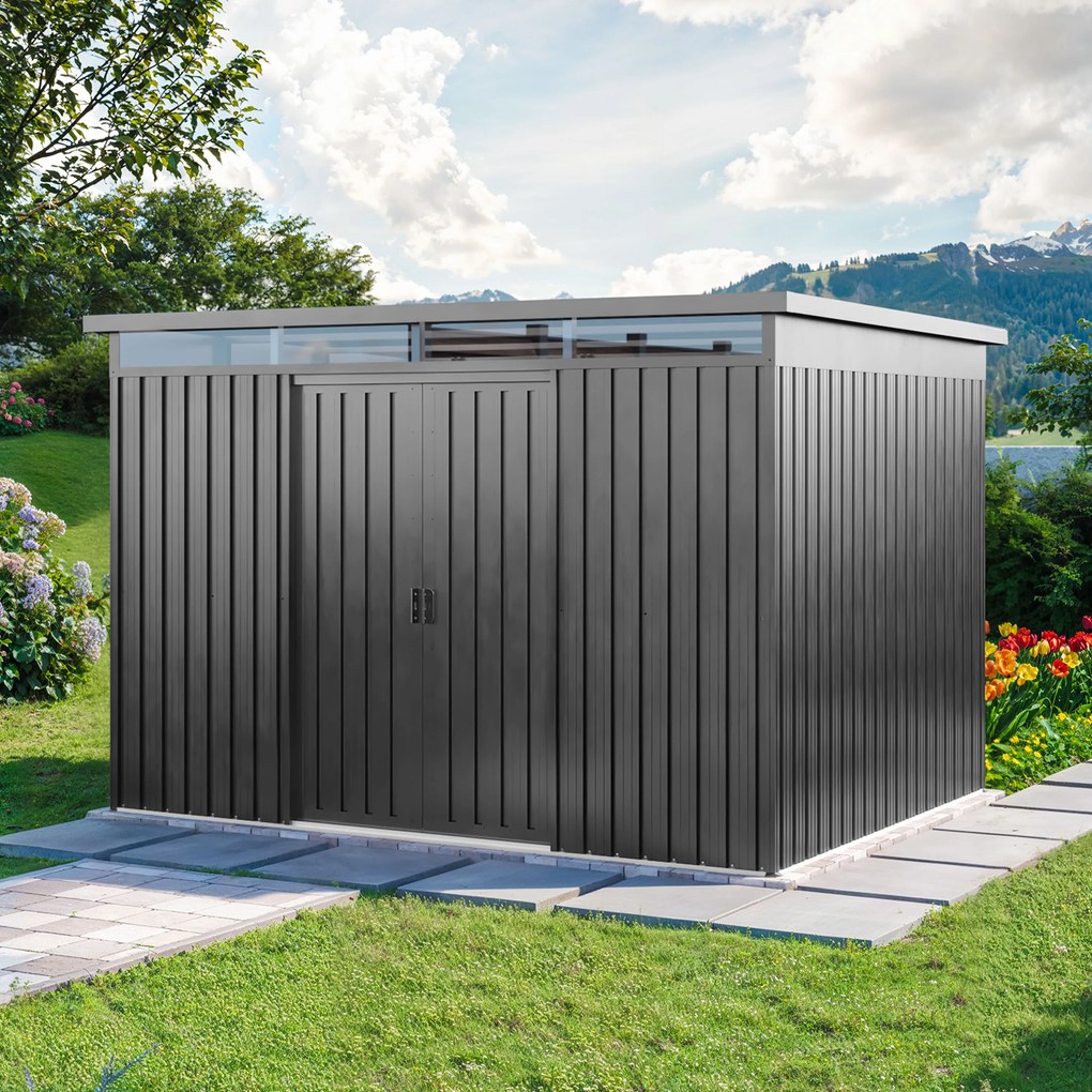 PRIMEYARD Casetta da giardino 260 x 200 cm, grigio perla - (GFPV01012)