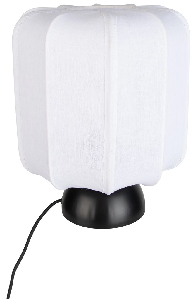 Lampada da tavolo Japandi nera con paralume bianco - Nori