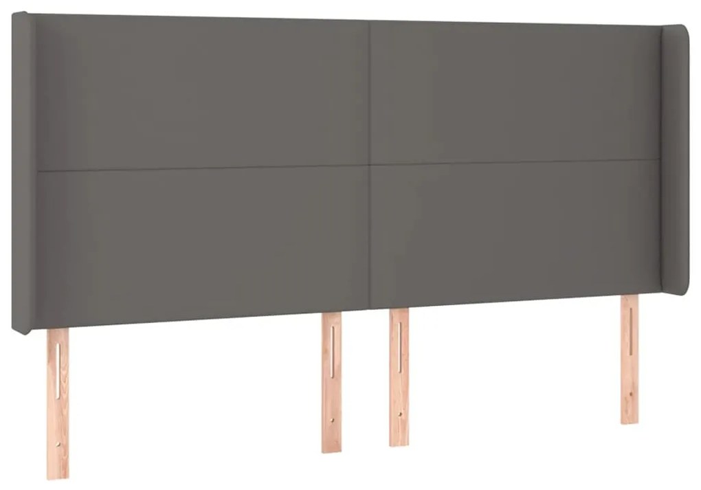 Testiera ad orecchio grigio 203x16x118/128 cm in similpelle