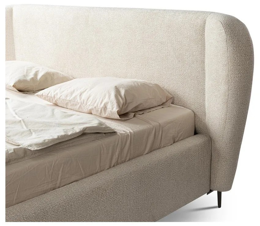 Letto matrimoniale imbottito beige con rete inclusa 140x200 cm Makana – Makamii