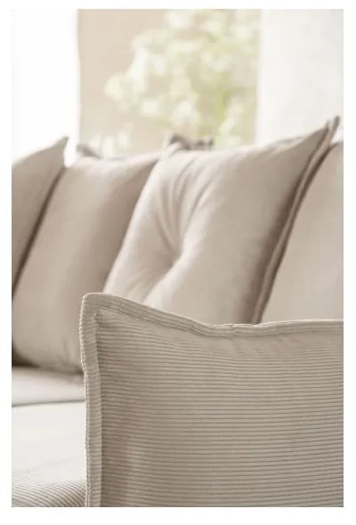 Divano letto angolare in velluto a coste beige (variabile) Lazy Lukka - Miuform