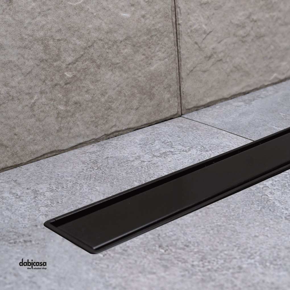 Canalina Di Scarico "Primo Compact Line" a Pavimento Piastrellabile Da 65 cm Nero