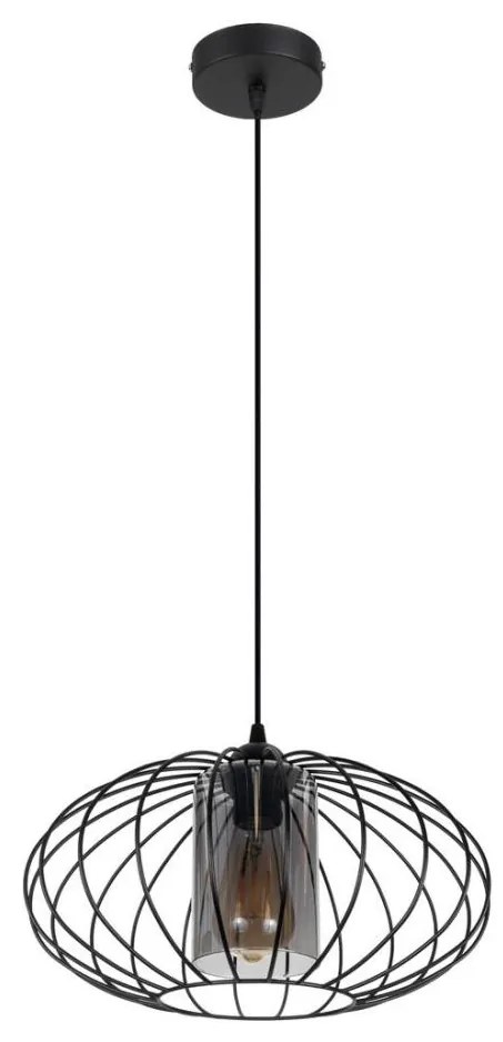 Lampadario a sospensione con filo CORRINI 1xE27/60W/230V diametro 34 cm nero/grigio
