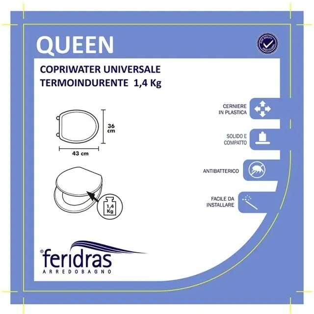 Copriwater universale in polipropilene bianco antibatterico 1,4 kg
