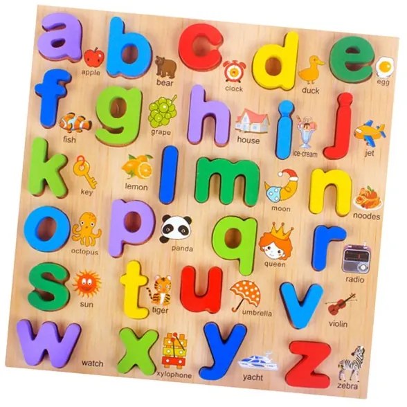Trade Shop - Puzzle Alfabeto 3d Giocattolo Educativo Bambini Puzzle Lettere Legno Minuscole