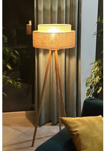 Duolla - Lampada con piedistallo YUTE BOHO 1xE27/15W/230V diametro 45 cm marrone/color crema