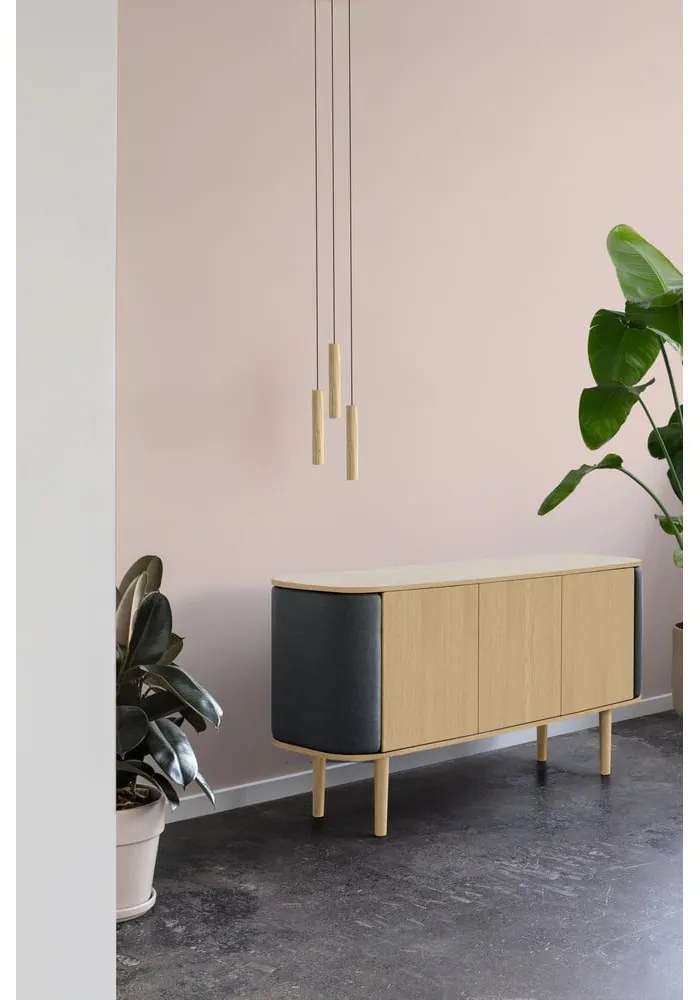 Cassettiera bassa grigio-marrone in rovere 150x75 cm Treasures - UMAGE