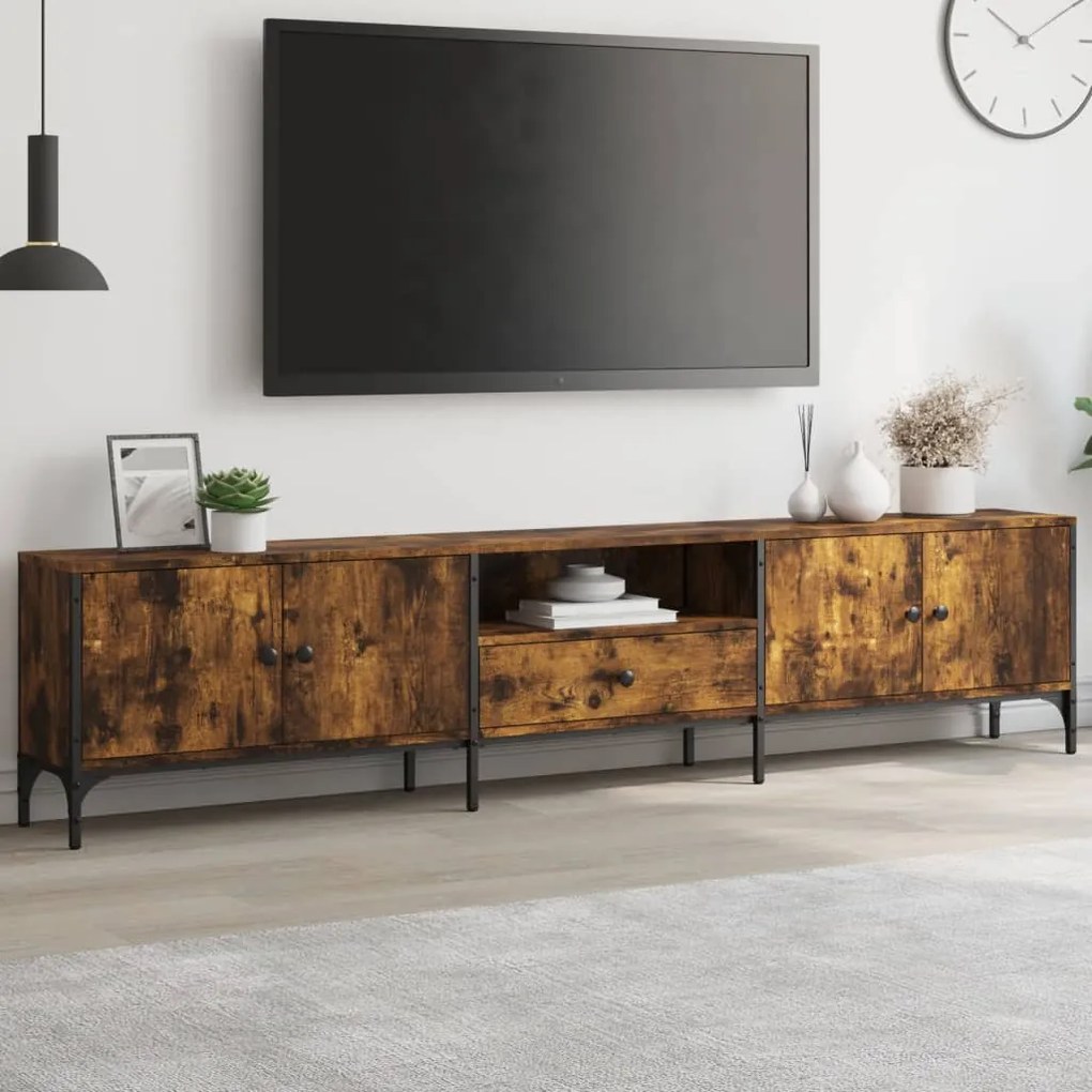 Mobile Tv Cassetto Rovere Fumo 200x25x44 Cm Legno Multistrato /