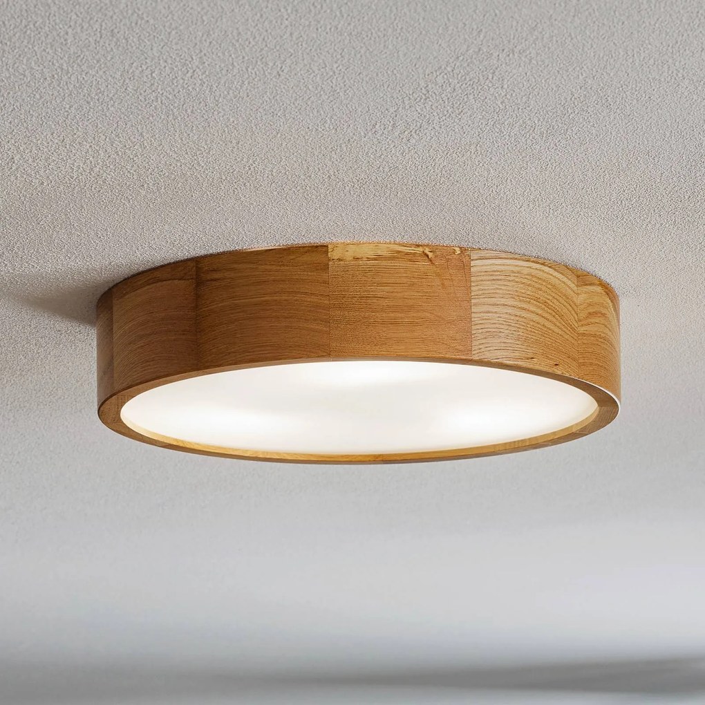 TEMAR LIGHTING Plafoniera Cleo DR375, IP20, sensore, Ø 38 cm, legno di quercia