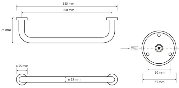 Sapho - Maniglia X-ROUND 7,5x35,5 cm cromo lucido
