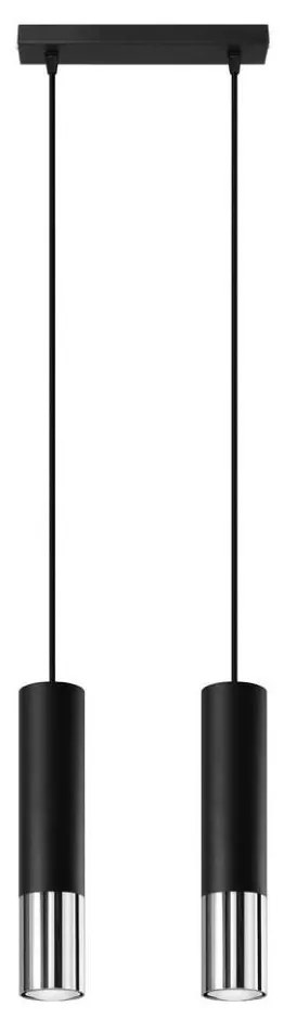 Sollux SL.0941 - Lampadario a sospensione con filo LOOPEZ 2xGU10/10W/230V nero/cromo