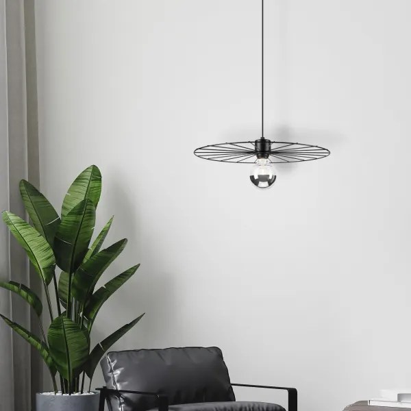 Lampadario a sospensione con filo MONTANA 1xE27/15W/230V diametro 45 cm nero