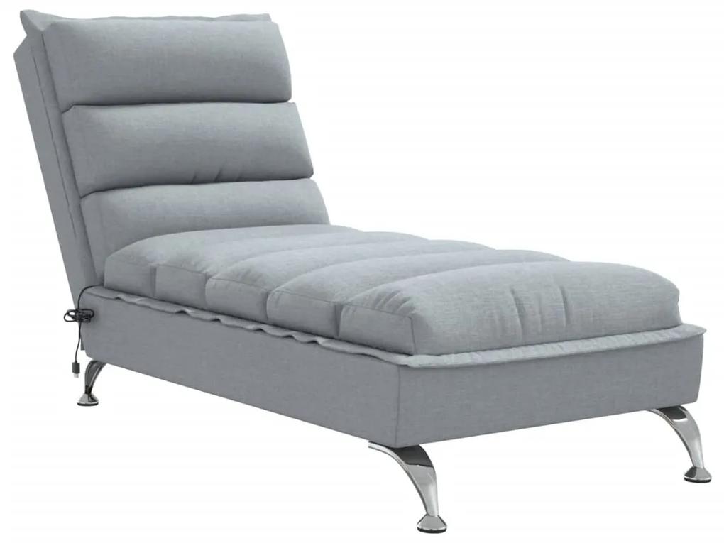 Chaise longue massaggi con cuscini grigio chiaro in tessuto