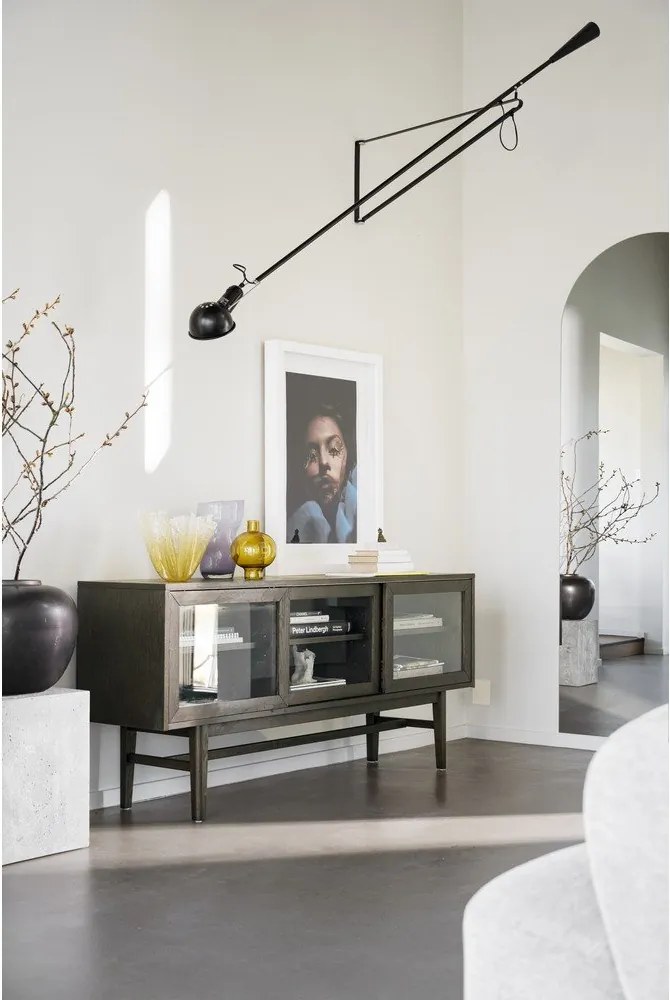 Vetrina marrone in rovere con ante scorrevoli 170x75 cm Hazelton - Rowico