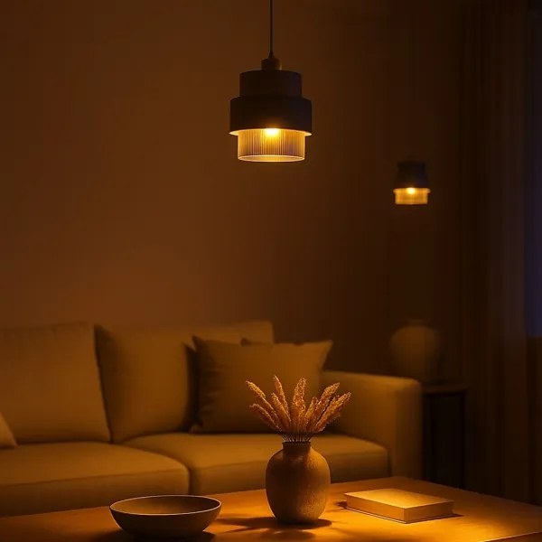 Lampadario a sospensione su cavo VALENTINO 1xE27/15W/230V beige/trasparente