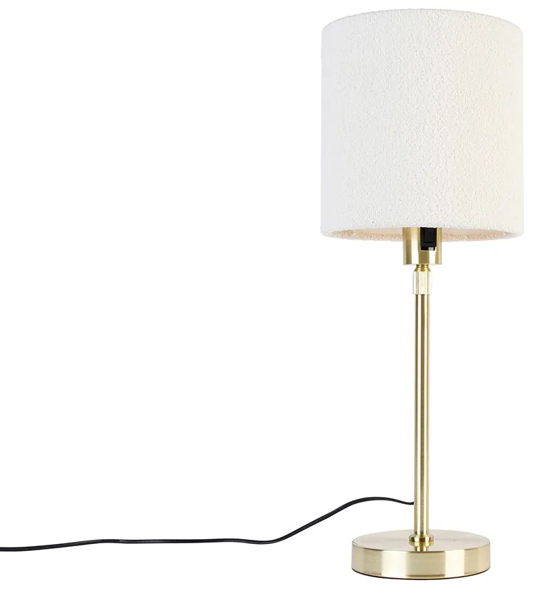 Lampada da tavolo regolabile dorata con paralume in bouclé bianco 20 cm - Parte