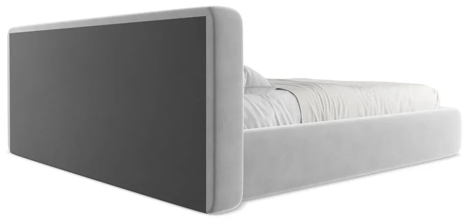 Letto matrimoniale imbottito grigio con contenitore con griglia 180x200 cm Kiana - Makamii