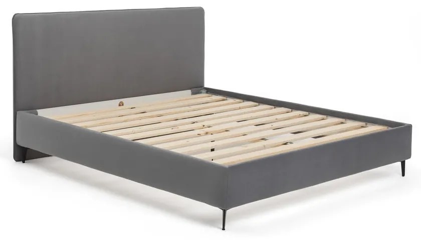 Letto matrimoniale imbottito grigio con rete inclusa 180x200 cm Noira Slim – Bonami Selection