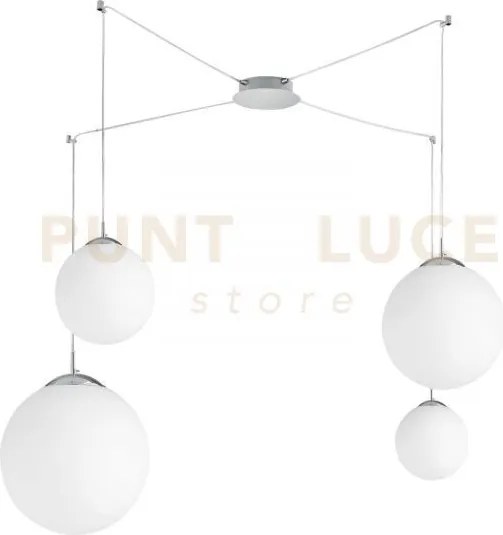 Lampadario a sospensione city sfera bianca 4 luci attacco e27 250cm...