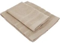 Set 2 asciugamani beige viso e ospite in cotone