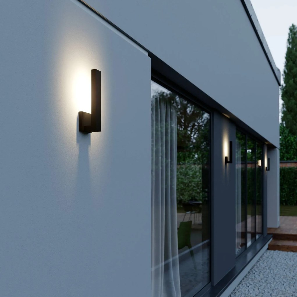 Applique da esterni a LED Isadore Lindby, Nero, Alluminio, Moderno, Applique LED da esterni