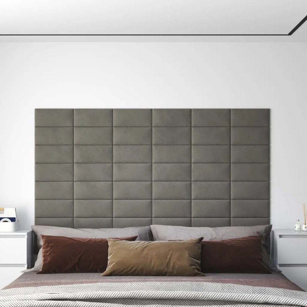 Pannelli Murali 12 Pz Grigio Chiaro 30x15 Cm Velluto 0,54 M² /