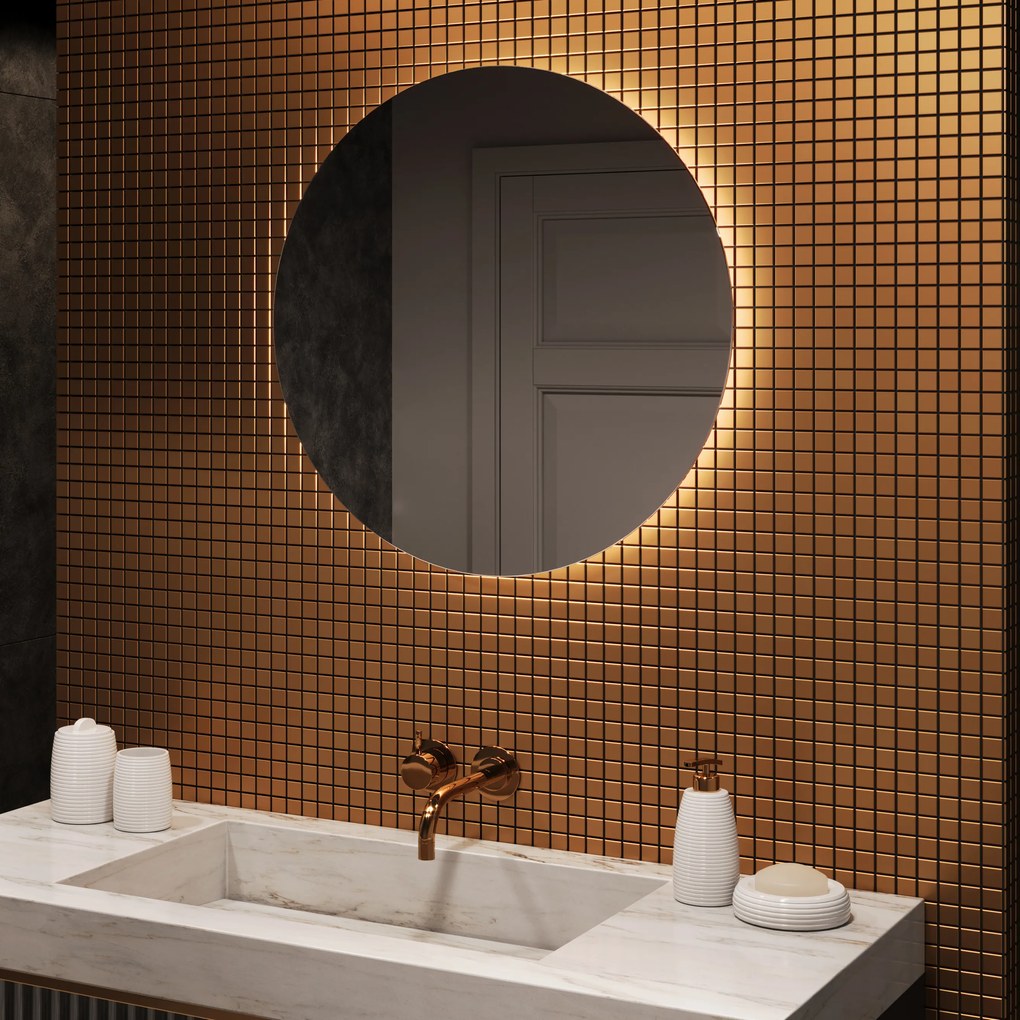 Tondo specchio bagno con luce L82 specchio rotondo 80 cm per bagno