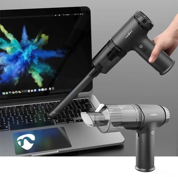 Nedis VCHHR100BK - Aspirapolvere portatile ricaricabile 2in1 90W/6000 mAh grigio/nero