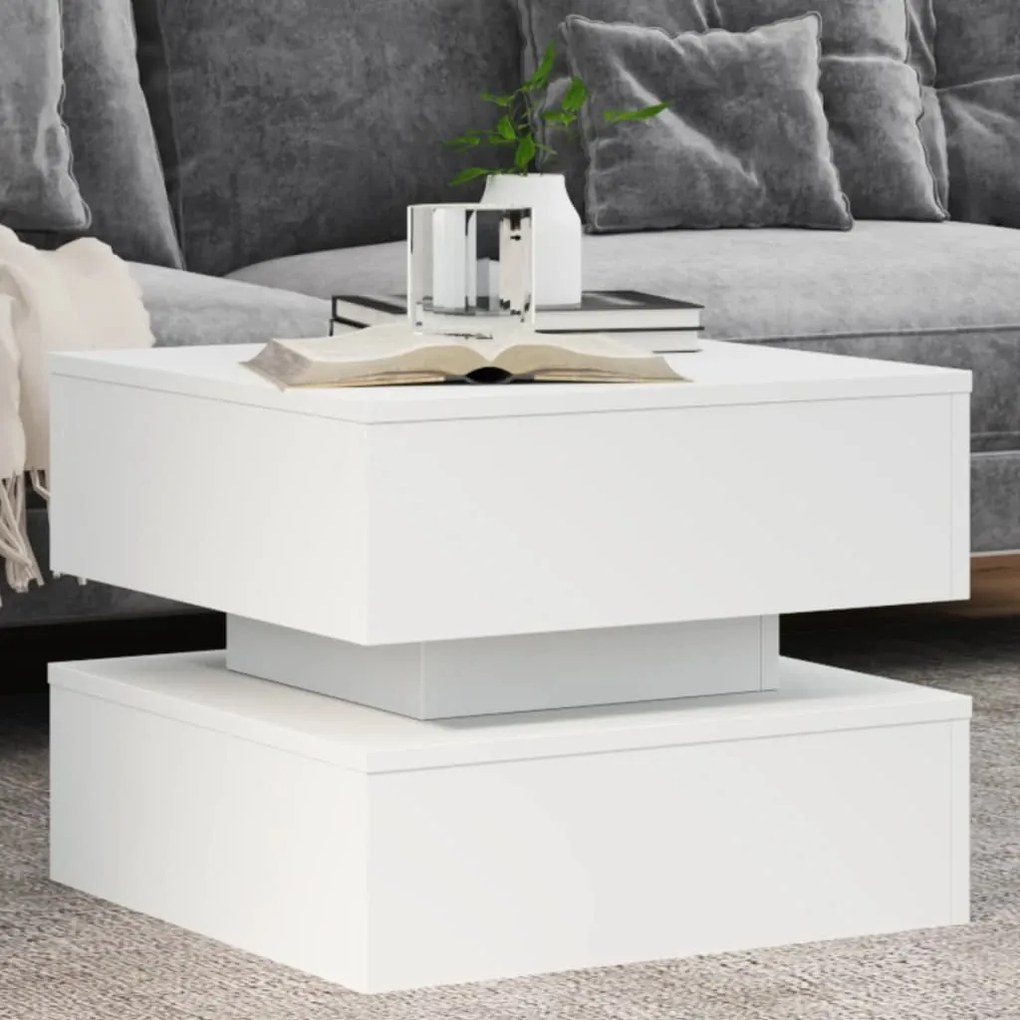 Tavolino Da Salotto Con Luci Led Bianco 50x50x40 Cm /
