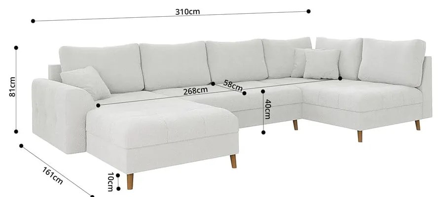 Divano angolare crema in tessuto bouclé (angolo sinistro/"U") Ariella - Ropez