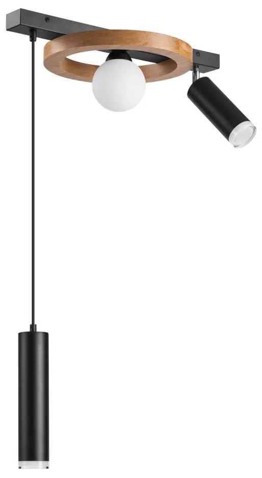 Lampadario a sospensione con filo OTIS 1xG9/5W/230V + 2xE27/15W/230V quercia