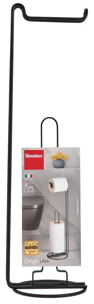 Porta carta igienica nero con supporto Origin - Metaltex