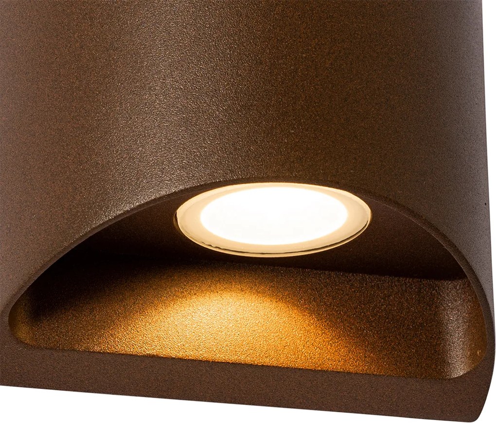Lampada da parete per esterni moderna marrone ruggine con LED a 2 luci IP54 - Mal