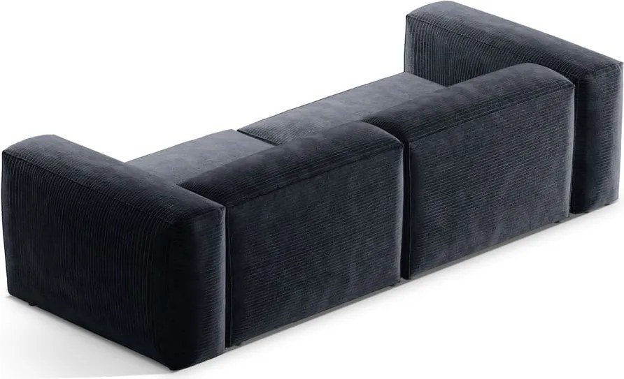 Divano blu polveroso con rivestimento in velluto a coste 264 cm Bergamo – Cosmopolitan Design