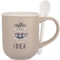 Mug caffè beige 400 ml con cucchiaino