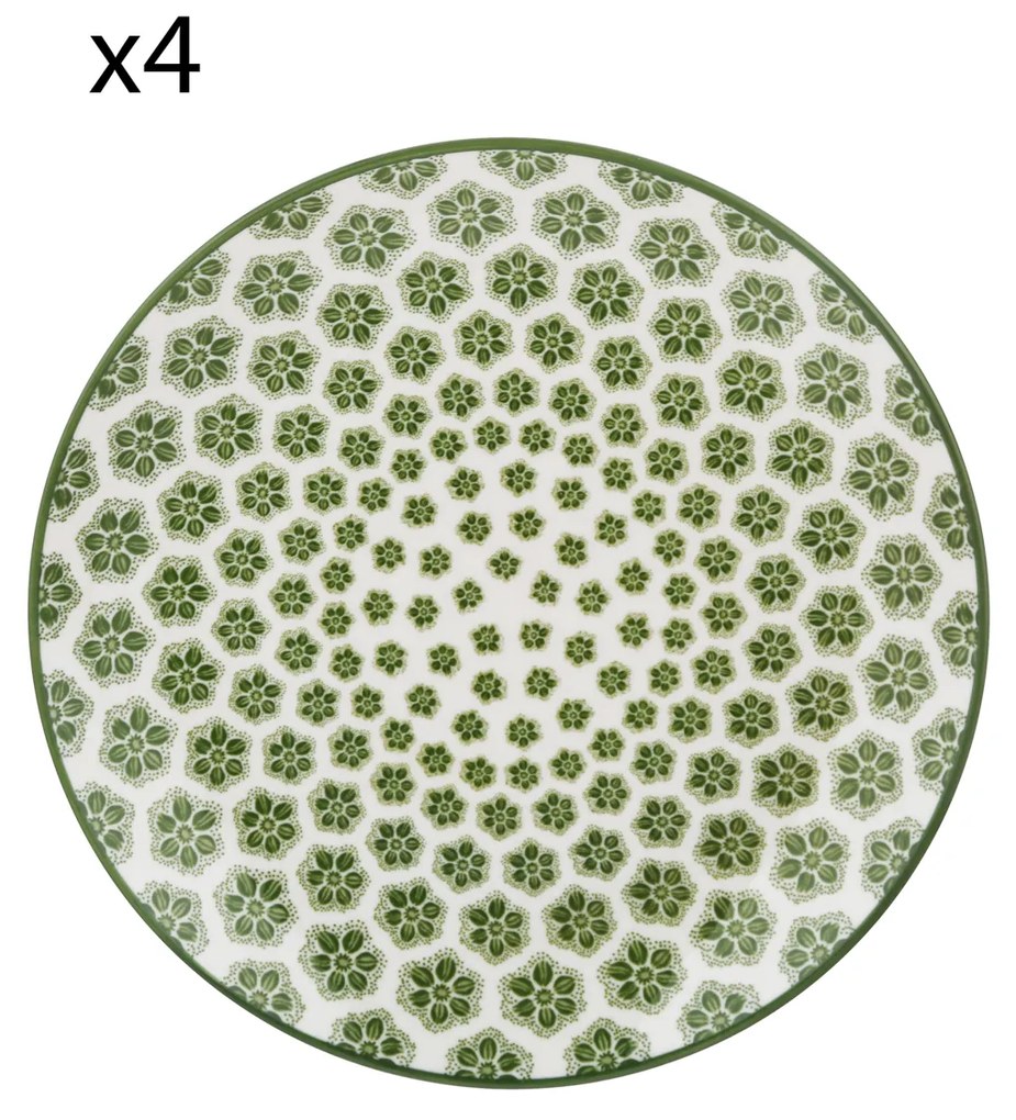 Set 4 piatti frutta geometria fiori verde porcellana Hanami