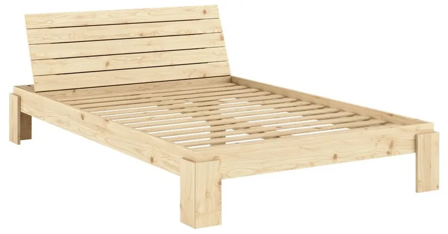 Letto matrimoniale di colore naturale in pino massiccio con rete inclusa 140x200 cm Layers – Karup Design