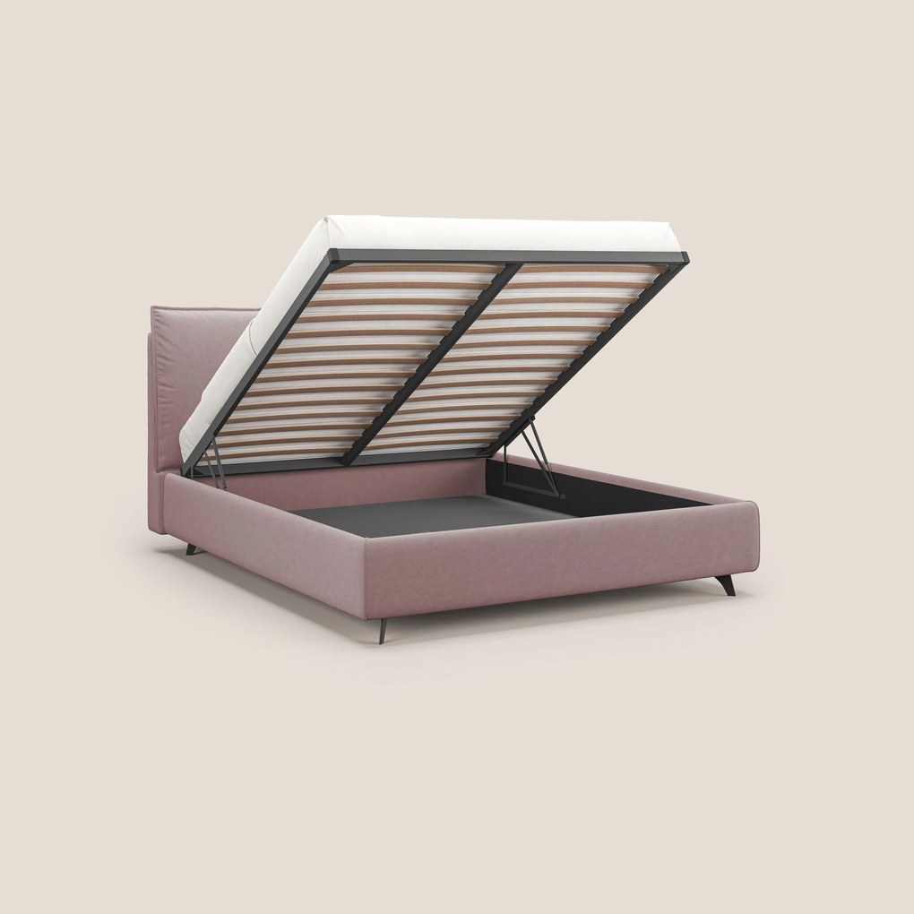 Nives letto imbottito contenitore sfoderabile in microfibra velluto impermeabile T09 rosa