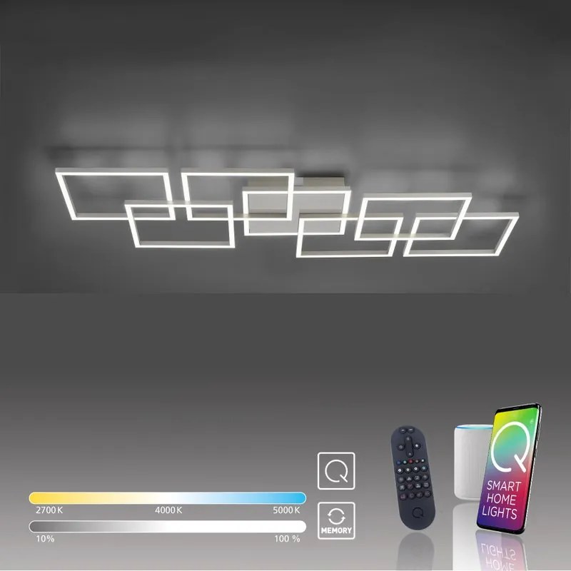 Plafoniera LED Q-INIGO grigio IP20 cct da bianco caldo a bianco freddo con regolazione di temperatura PAUL NEUHAUS