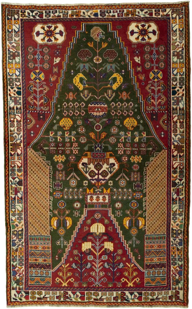Shiraz Tappeto persiano 120 x 190 Verde (Iran) Annodato A Mano