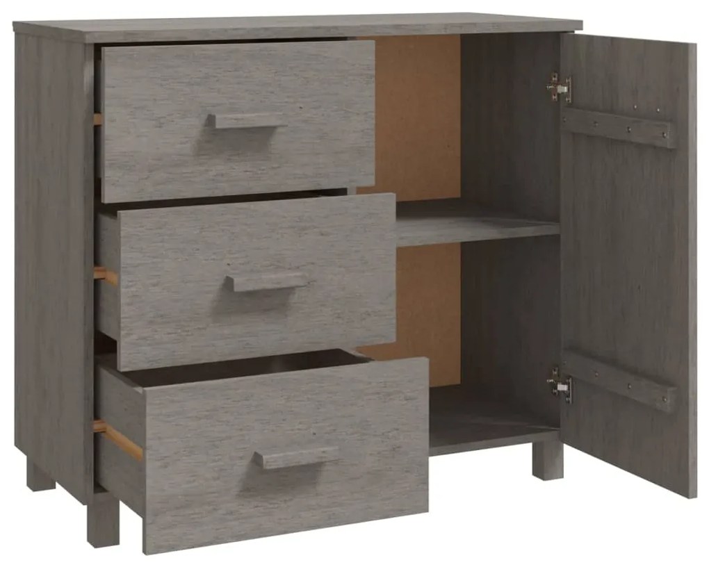 Credenza hamar grigio chiaro 90x40x80 cm legno massello di pino