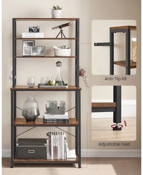 Scaffale a ripiani per cucina MARGE marrone/nero