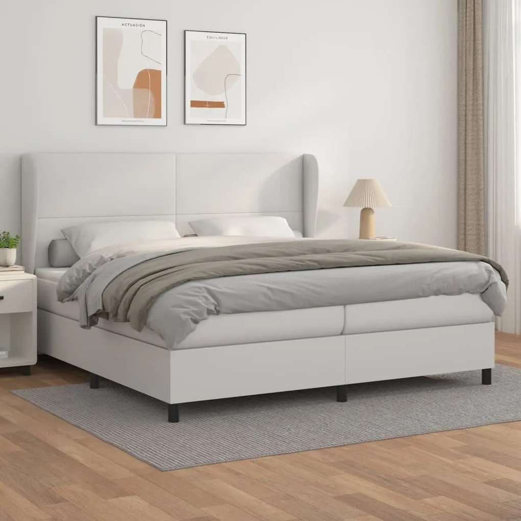 Giroletto A Molle Con Materasso Bianco 200x200cm İn Similpelle /