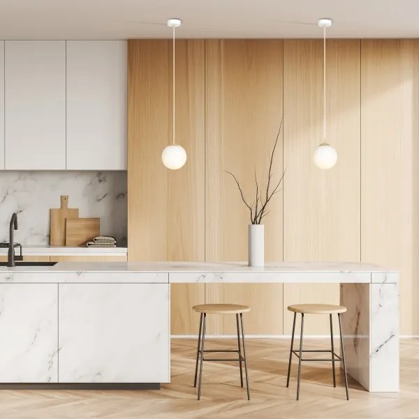 Lampadario a sospensione con filo ROYAL 1xE14/10W/230V diametro 14 cm bianco