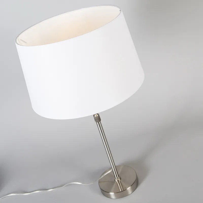 Lampada da tavolo in acciaio con paralume bianco 35 cm regolabile - Parte